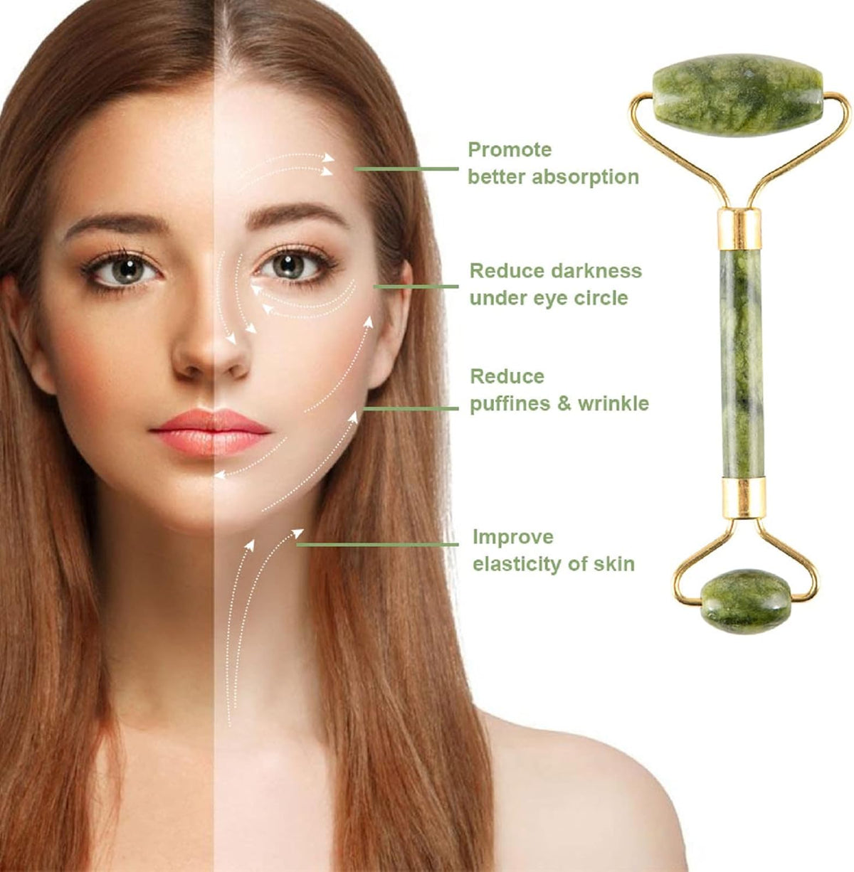 Jade Roller & Gua Sha Set 5 in 1 Facial Massager Tools 