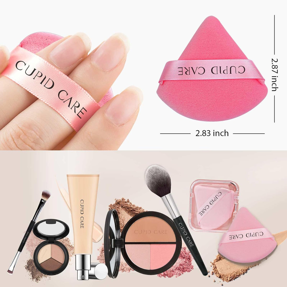 6 Pcs Powder Puff with 2 Travel Cases