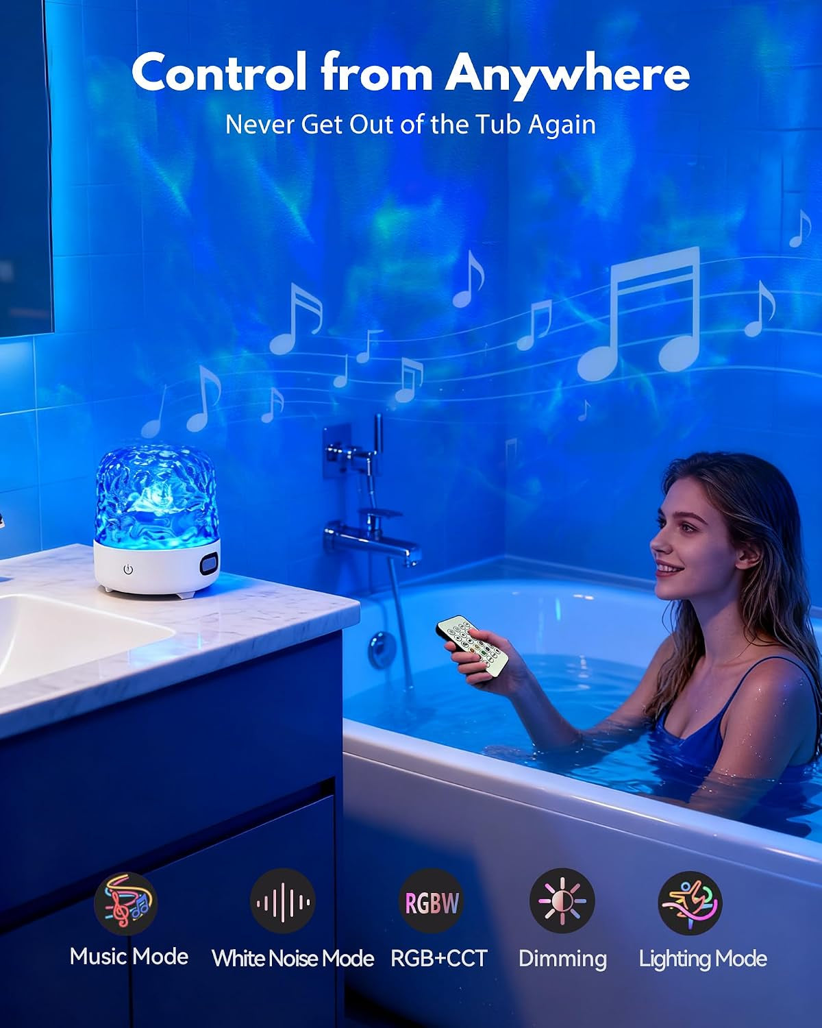 Shower Light with Bluetooth Speaker, Waterproof Shower Lamp, White