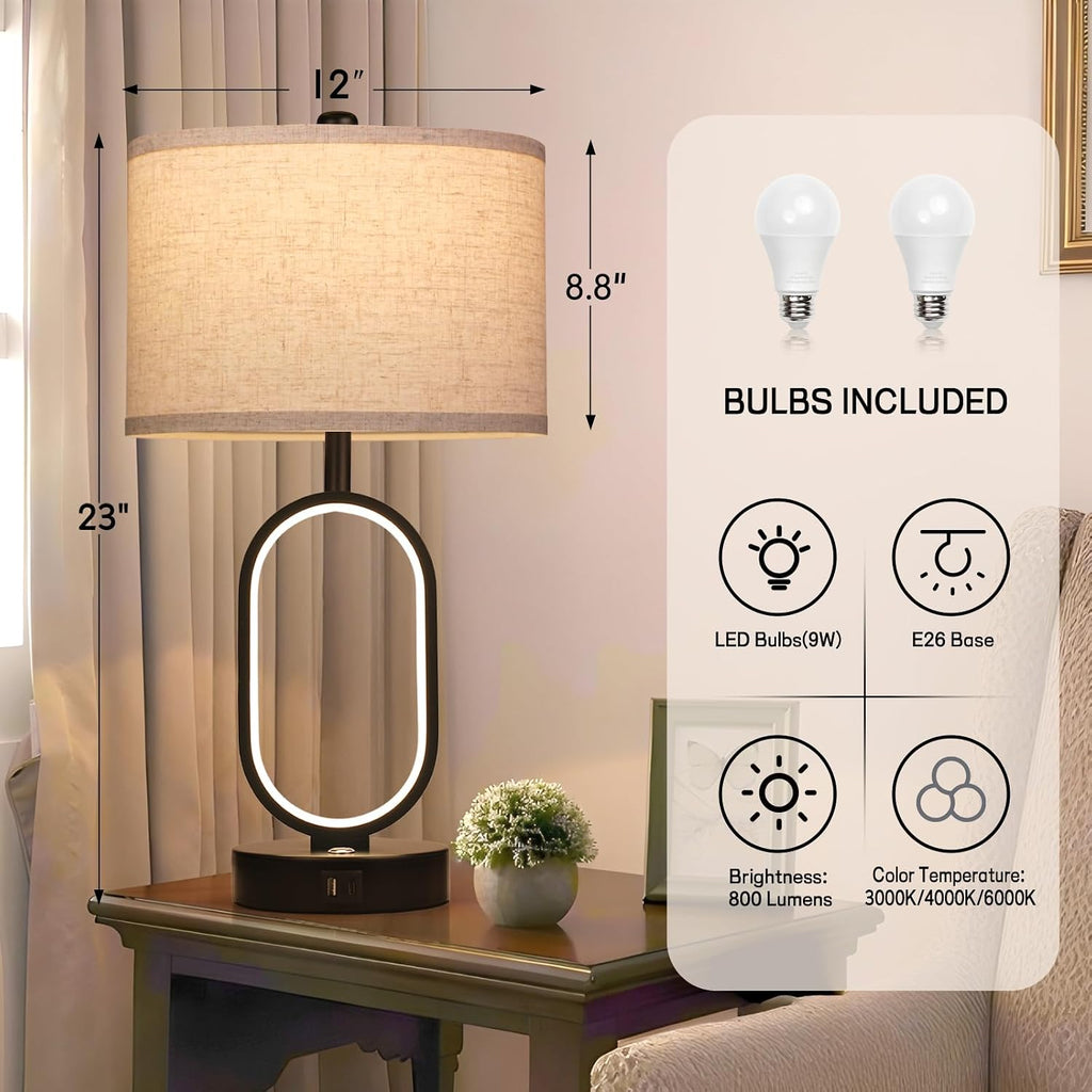 23" Bedside Lamps Set of 2