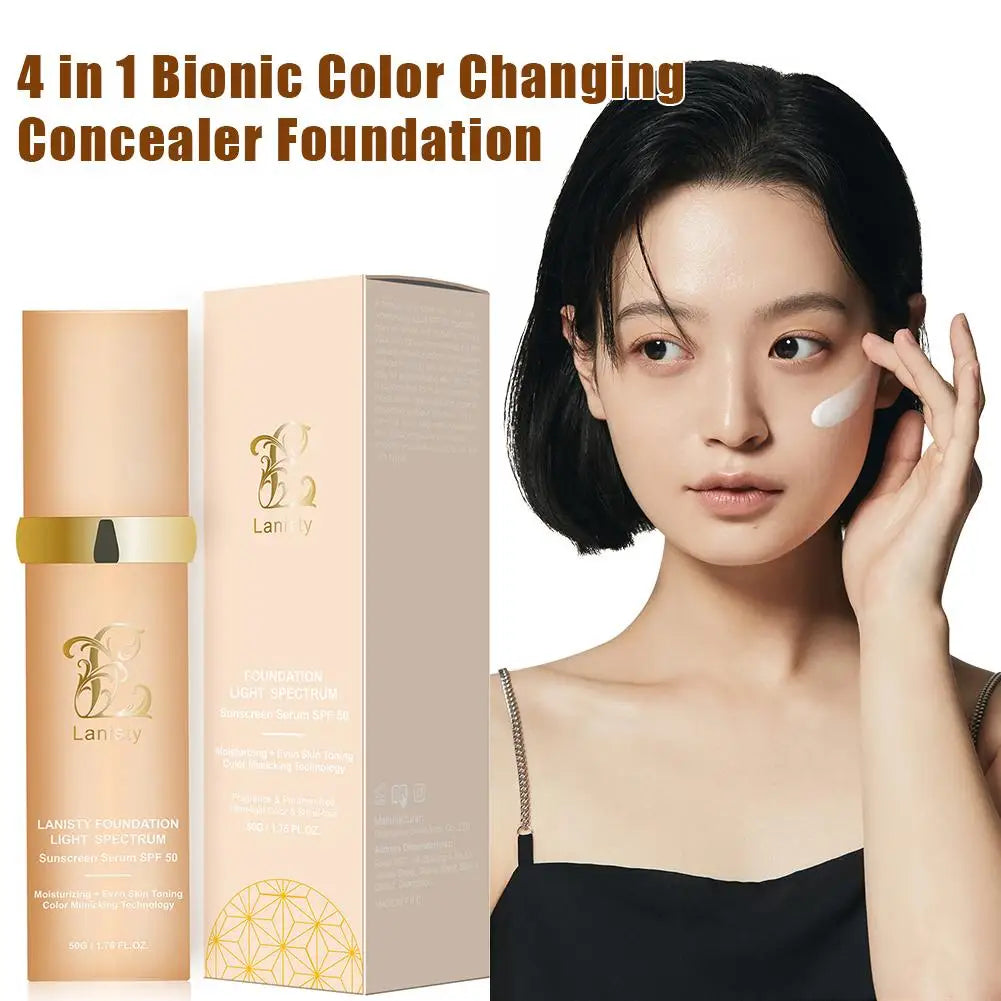 4 in 1 Biomimic Foundation Spectrums Biomimic Light Spectrums Foundation with SPF50+ Longwearing Changing Concealer Foundation