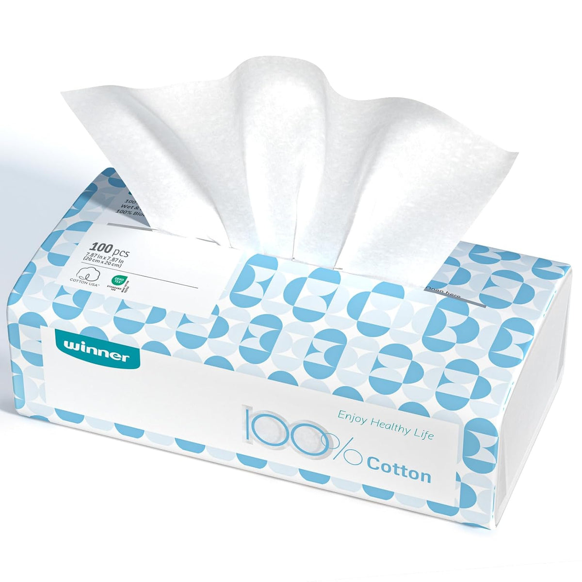 Disposable Face Towels, 100% Cotton, 100 Count (Pack of 1)