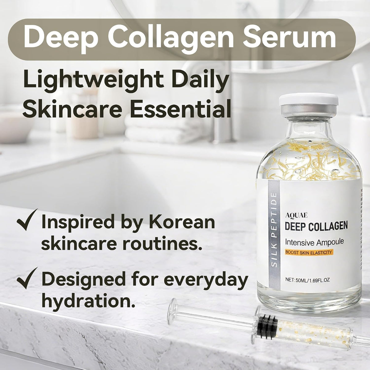 Deep Collagen Silk Peptide Serum for Face – Korean Silk Peptide Facial Ampoule