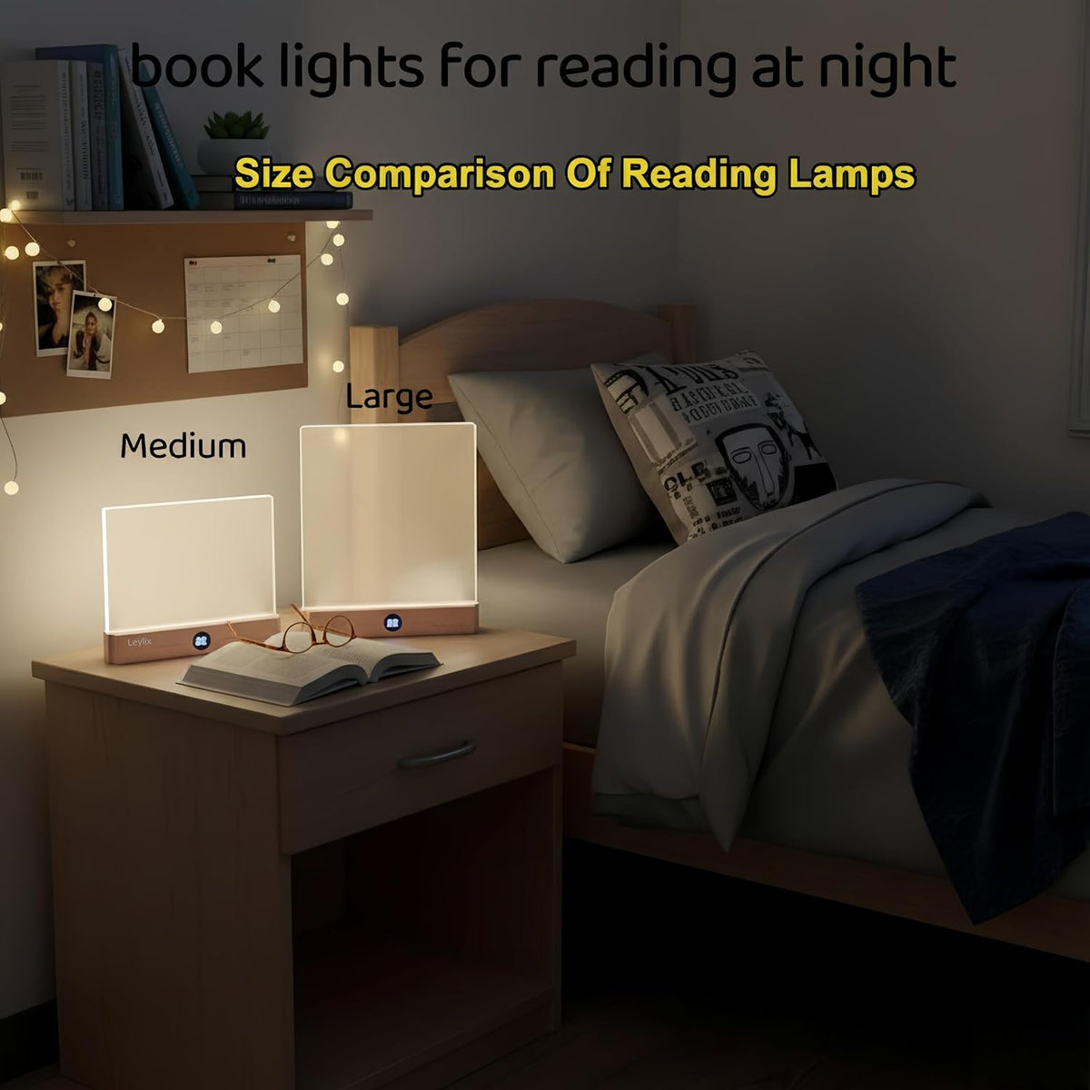 XL LED Flat Book Light for Reading at Night in Bed - Light Pink