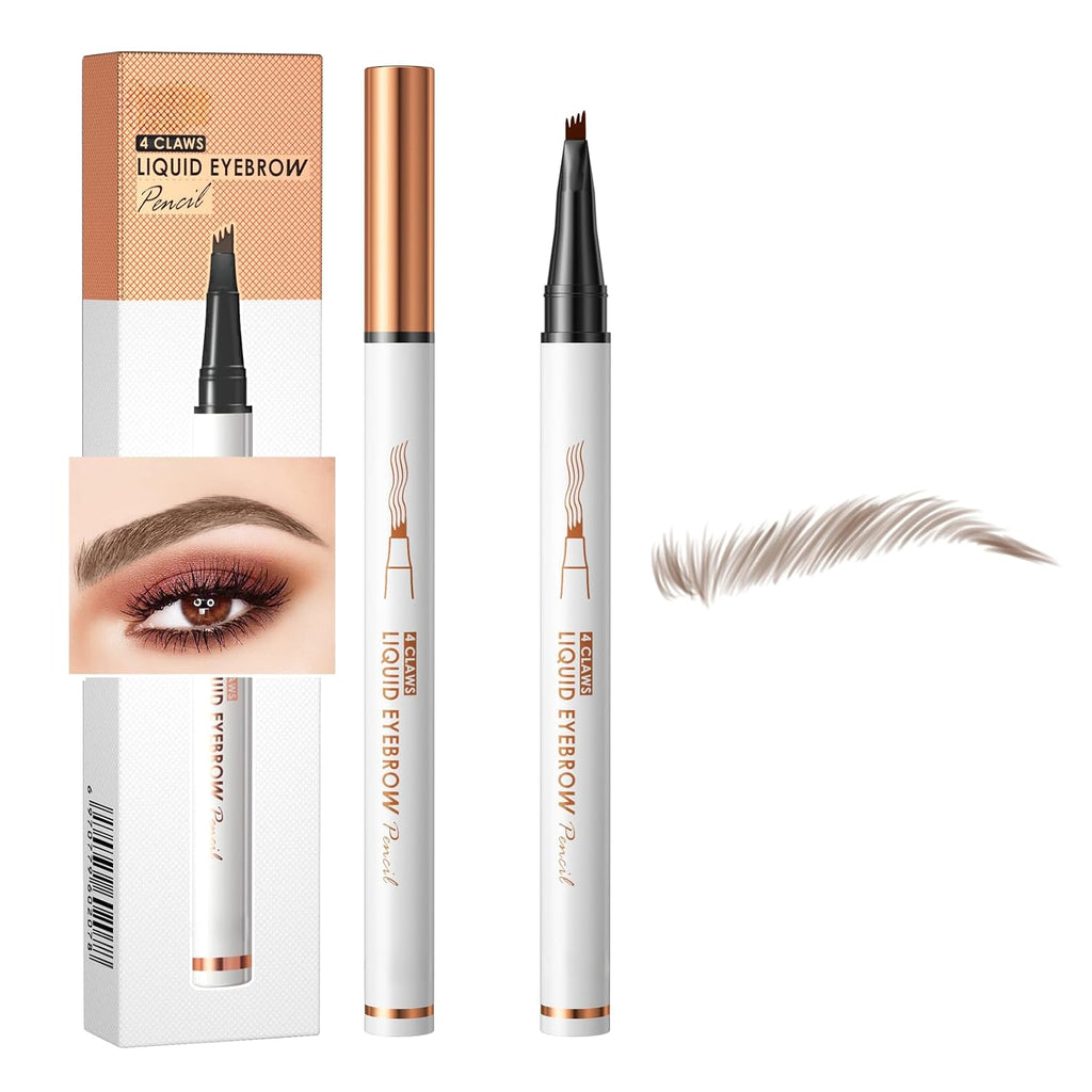 4-Tip Liquid Brow Pen, Natural Hair Strokes, Brows, Liner, Beard, Hairline(2#Dark Brown)