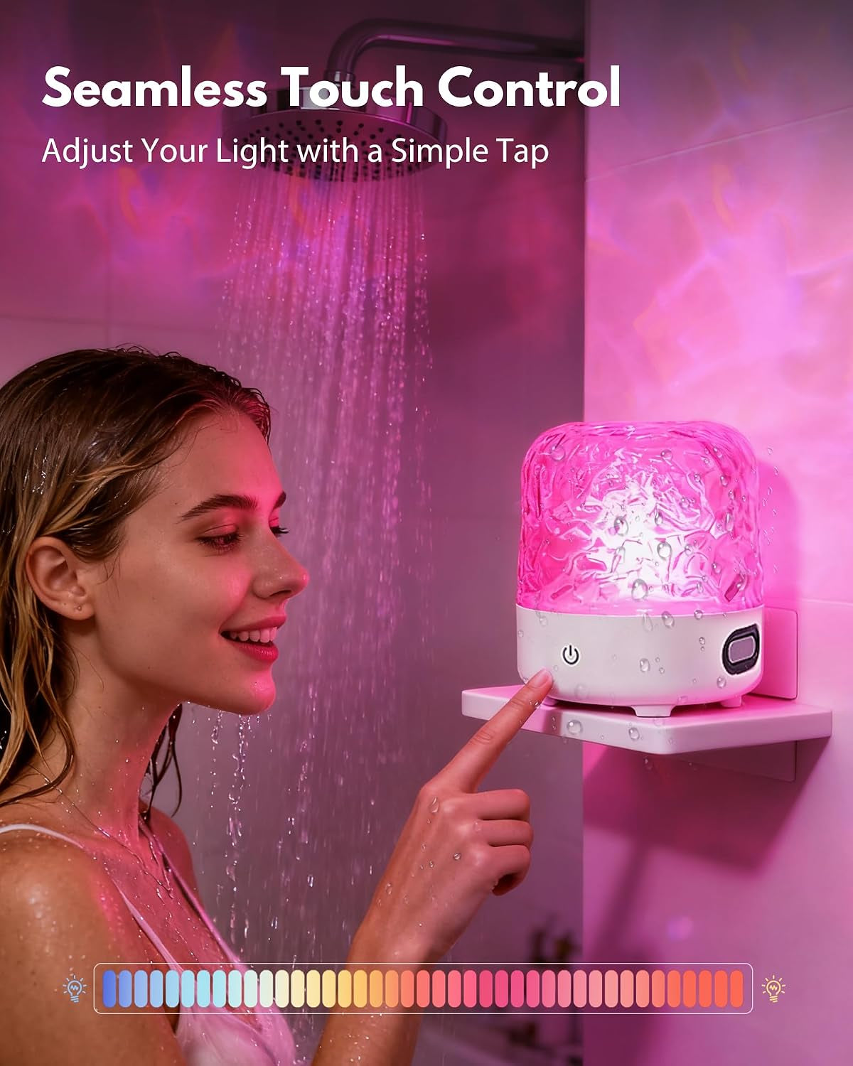 Shower Light with Bluetooth Speaker, Waterproof Shower Lamp, White
