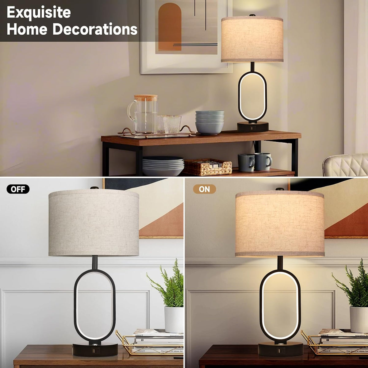 23" Bedside Lamps Set of 2
