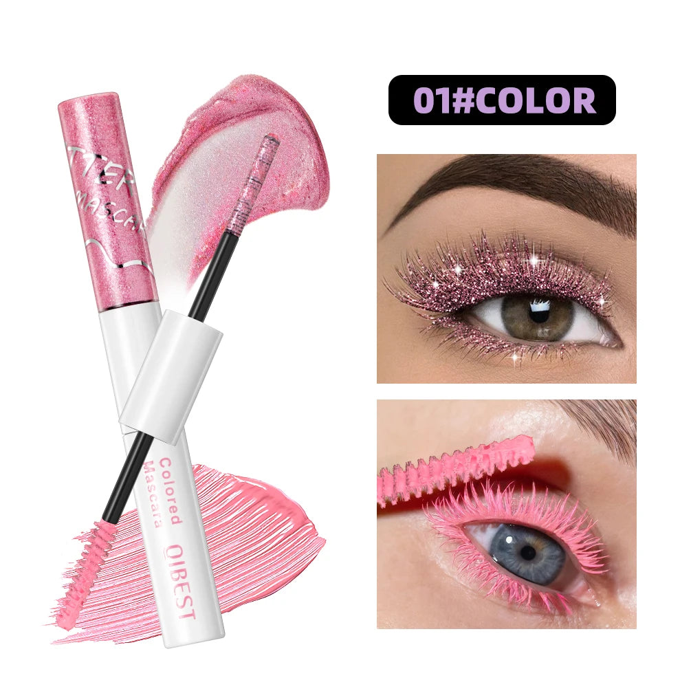Double Headed Diamond Glitter Colored Mascara,Long Lasting 