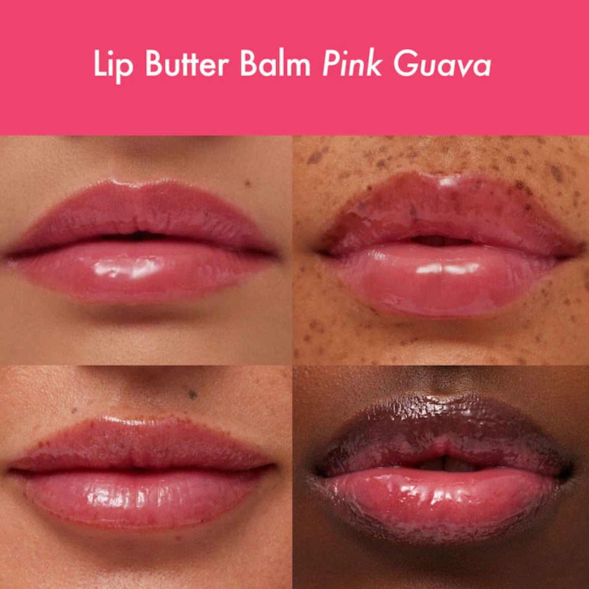 Lip Butter Balm Summer Fruit Trio - Tinted Hydrating Lip Balm for Instant Moisture + Glassy Shine - Vegan Skincare Makeup with Shea Butter - Set Includes Pink Guava, Poppy, + Cherry