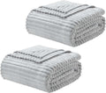 Light Grey Throw Blanket for Couch - Cozy Warm Fuzzy Blankets for Women, Set of 2 Small Fleece Throws for Girls - Silver, 50 X 60 Inches