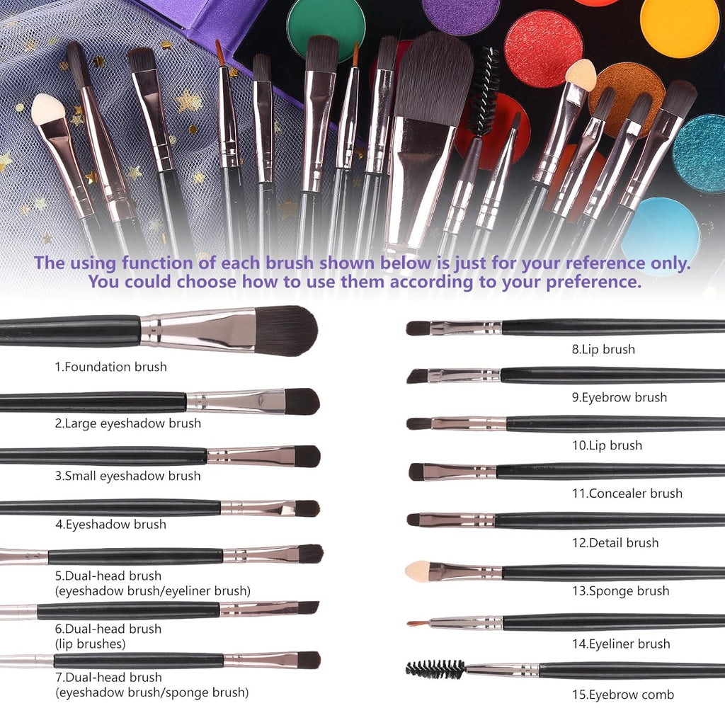 Eyeshadow Palette with 15Pcs Brushes Makeup Set, Pigmented 86 Colors Make up Sets Valentine'S Day Gift