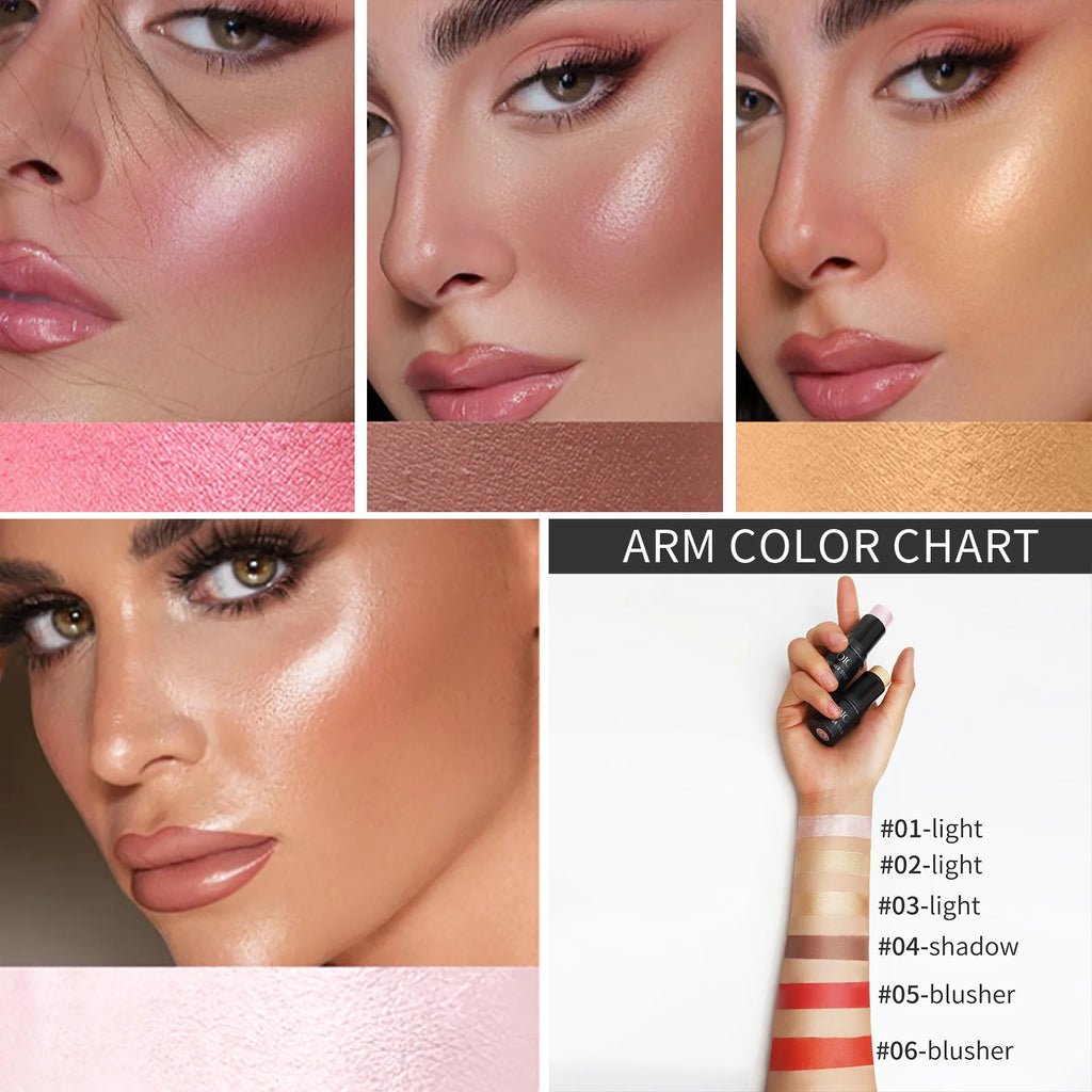 Glitter Highlighter Bronzer Contour Stick for Face Blush Shimmer Powder Creamy Makeup Cosmetics