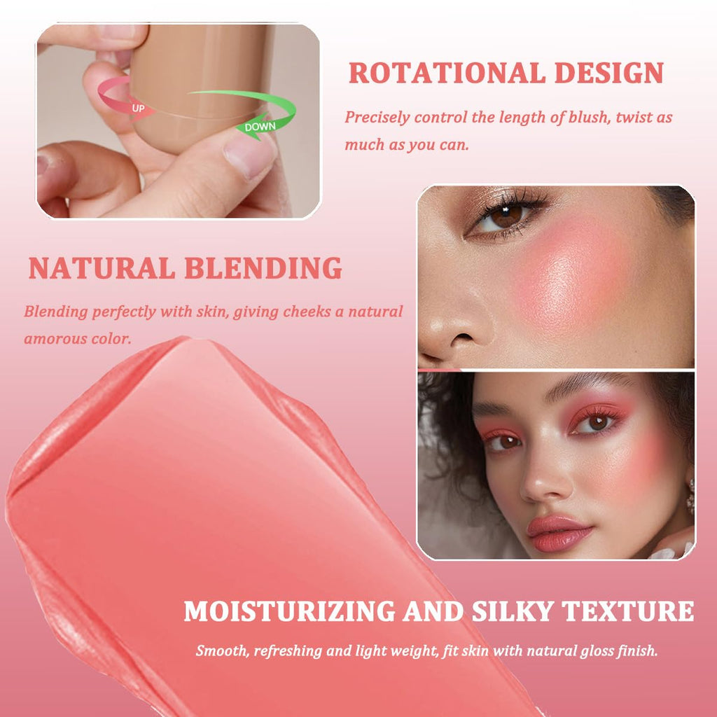 Cream Blush Stick, Natural-Looking Matte Finish Makeup Blush Stick