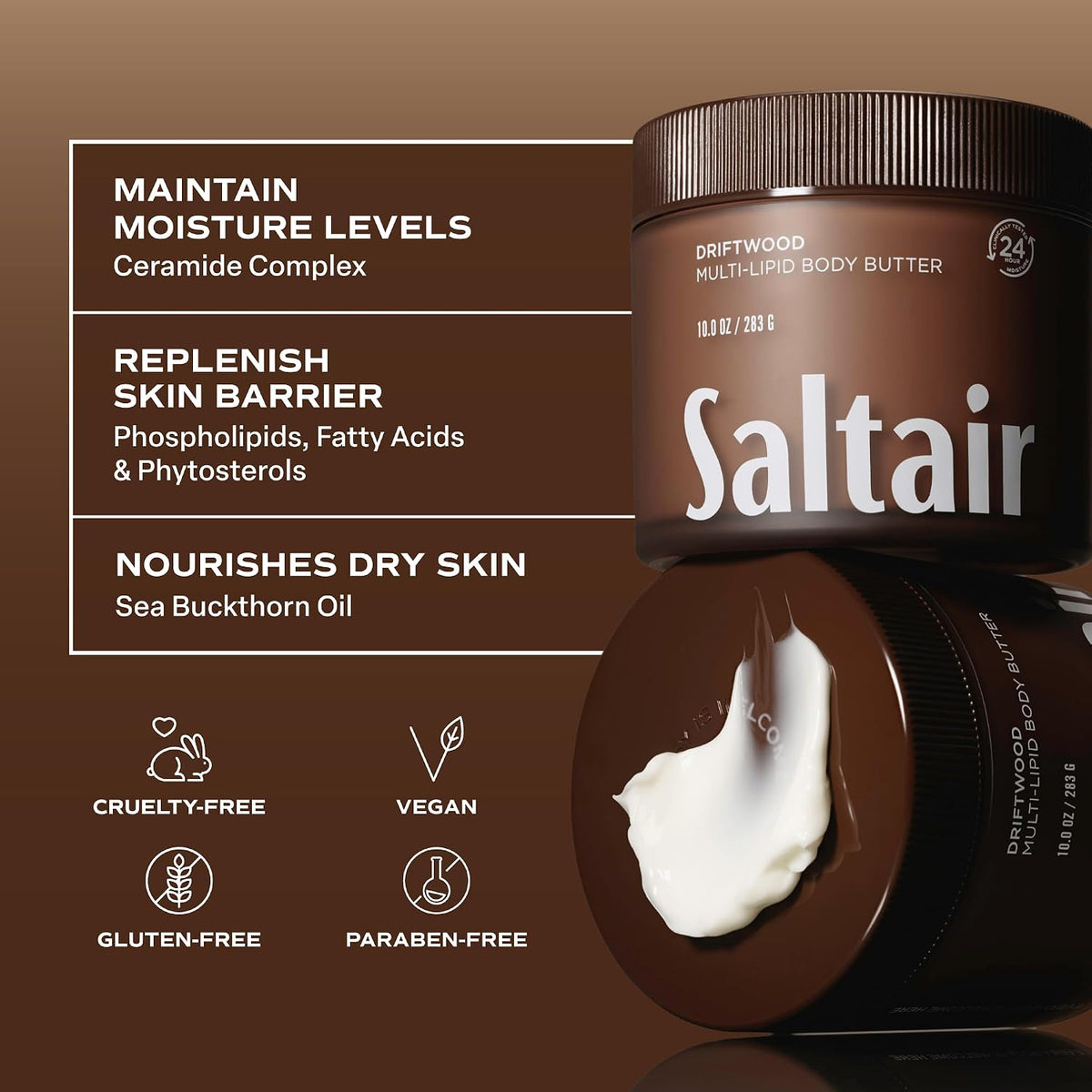 Multi-Lipid Body Butter | Driftwood Ceramide Cream | 10 Oz
