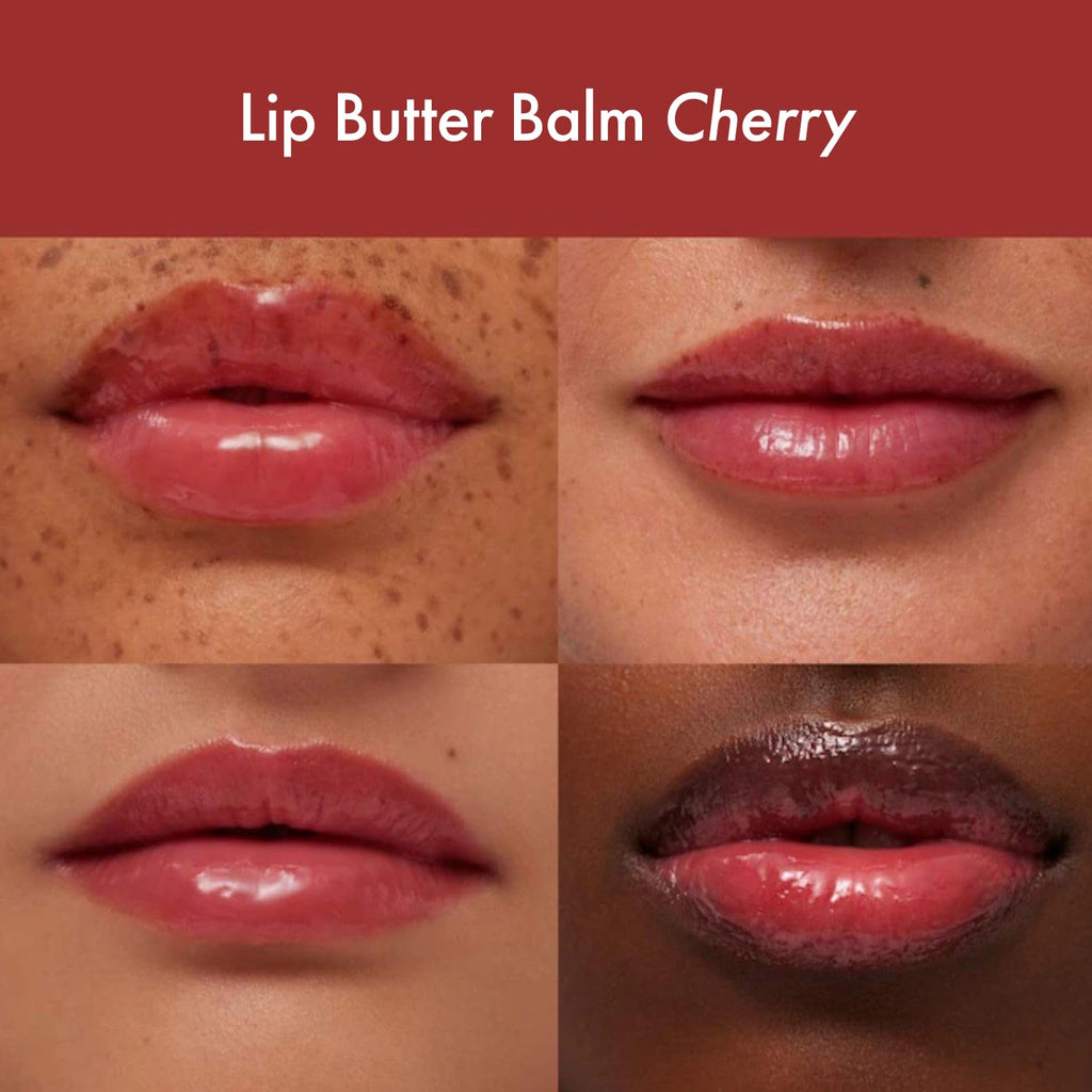 Lip Butter Balm Summer Fruit Trio - Tinted Hydrating Lip Balm for Instant Moisture + Glassy Shine - Vegan Skincare Makeup with Shea Butter - Set Includes Pink Guava, Poppy, + Cherry