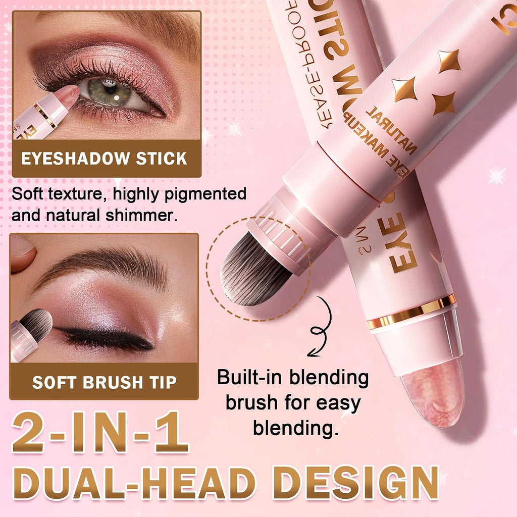 8PCS Cream Eyeshadow Stick Set, Shimmer Matte, Waterproof Long-Wear
