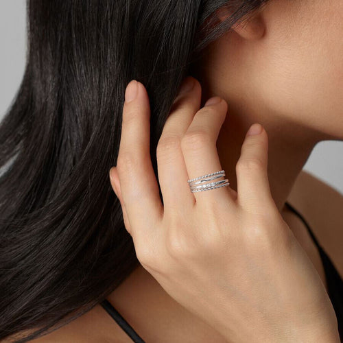 4PCS S925 Sterling Silver Plated Rings for Women Non Tarnish Fashion CZ Thumb Pinky Stackable Ring Set Birthday Graduation Mothers Day Jewelry Gifts Her Teen Girlfriend Ideas Size 6/7/8/9/10