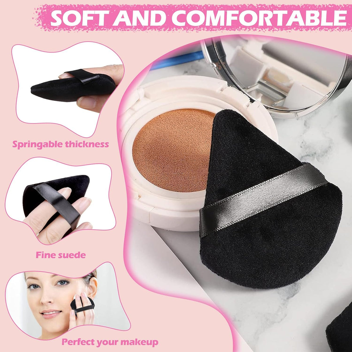 120 Pieces Powder Puff Face Triangle Powder Puff 