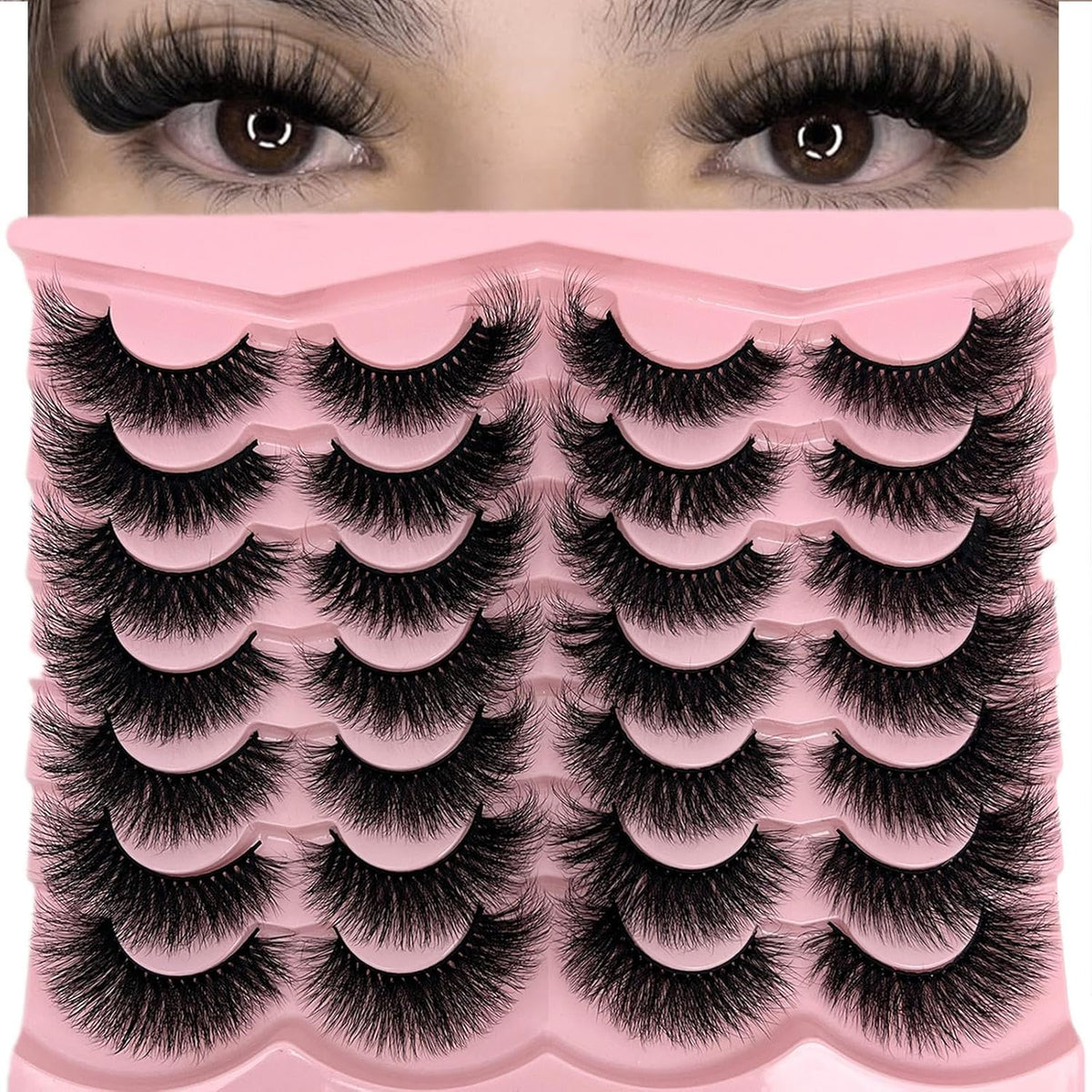 Mink Lashes Fluffy Wispy Cat Eye Faux Mink False Eyelashes Pack