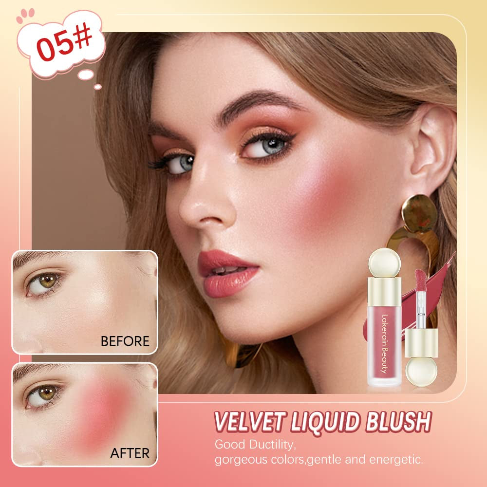 Liquid Blush for Cheeks, Soft Velvet Cream Blush Face Blush Makeup