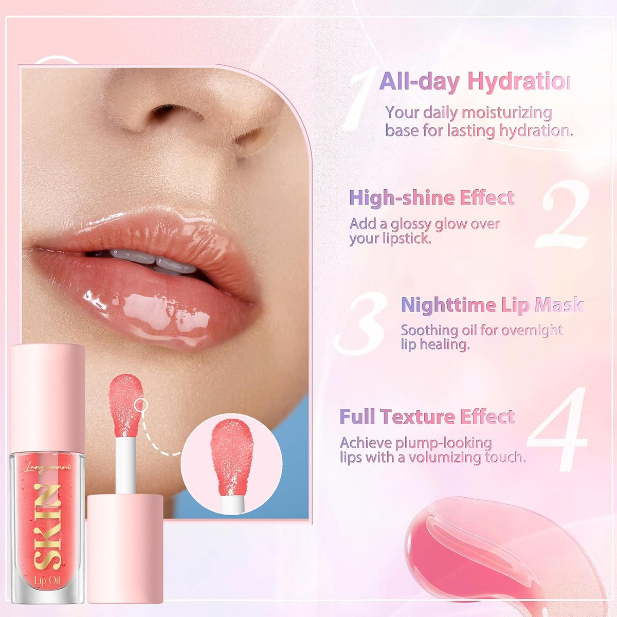 Fruit Flavored Lip Oil Balm, 1 Pack, Strawberry Lip Care