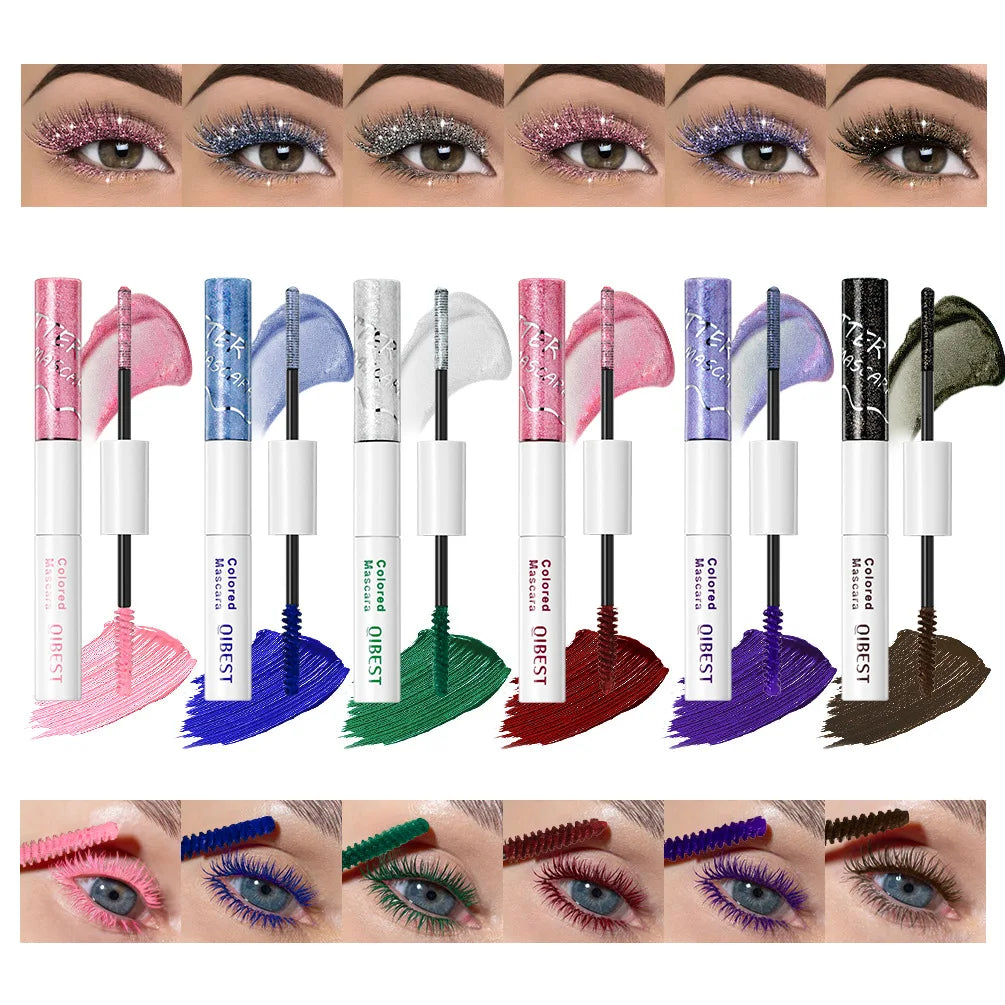 Double Headed Diamond Glitter Colored Mascara,Long Lasting 