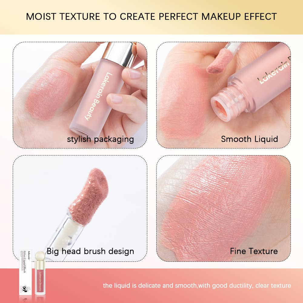 Liquid Blush for Cheeks, Soft Velvet Cream Blush Face Blush Makeup