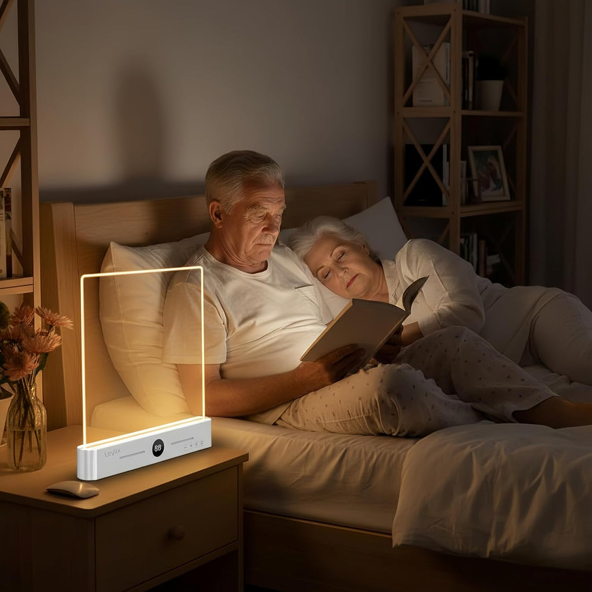 XL LED Flat Book Light for Reading at Night in Bed, Matte White