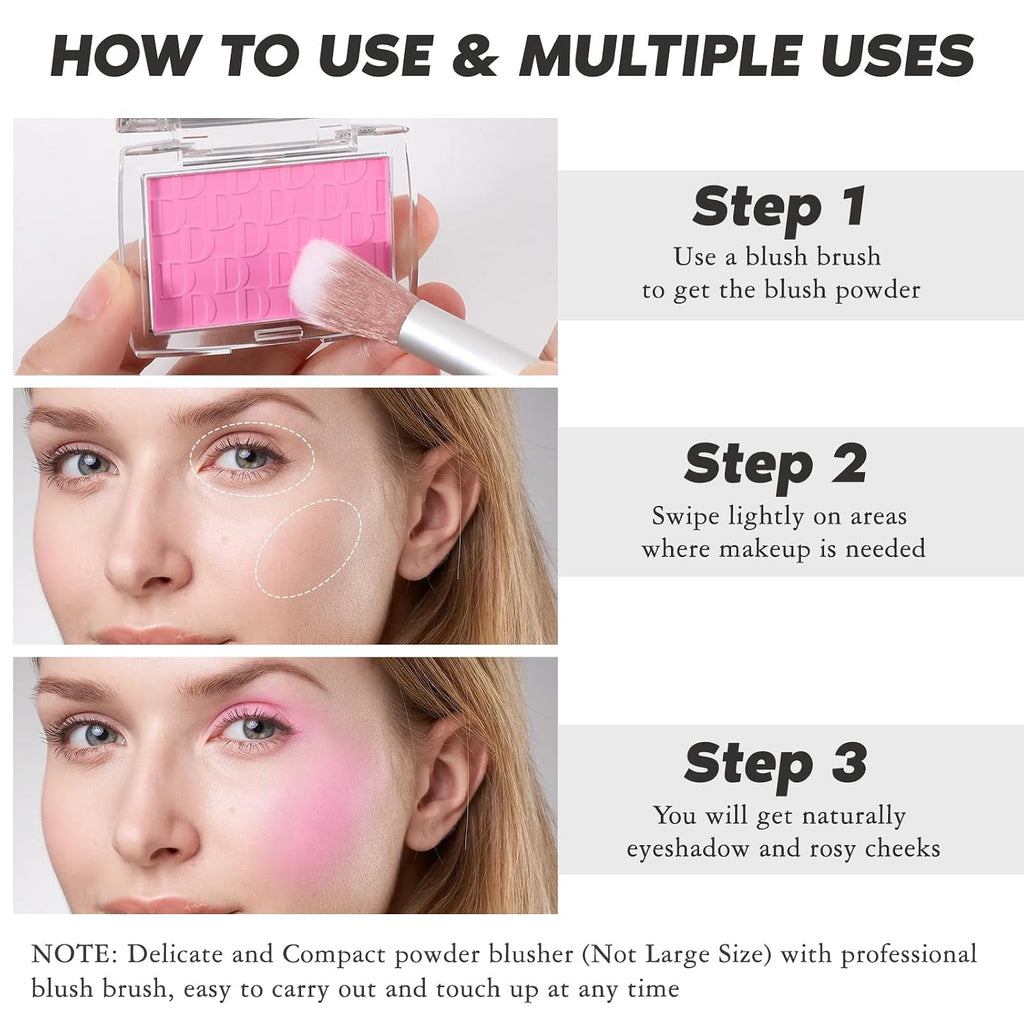 Pink Blush Powder Blush for Cheeks with Brush, 001#