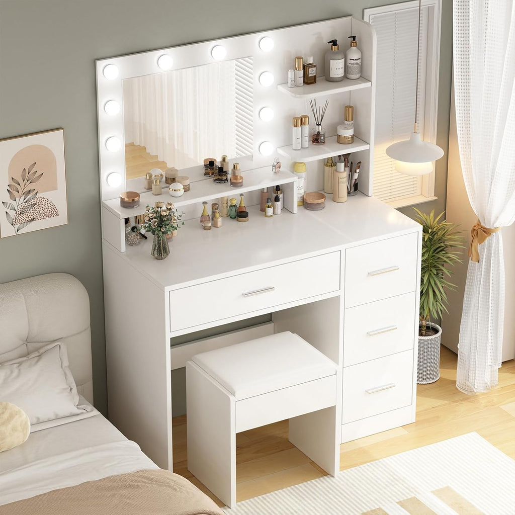 Makeup Vanity Desk with Mirror and Light
