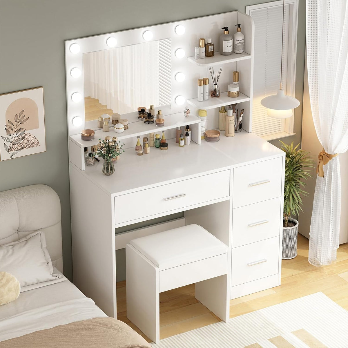Makeup Vanity Desk with Mirror and Light