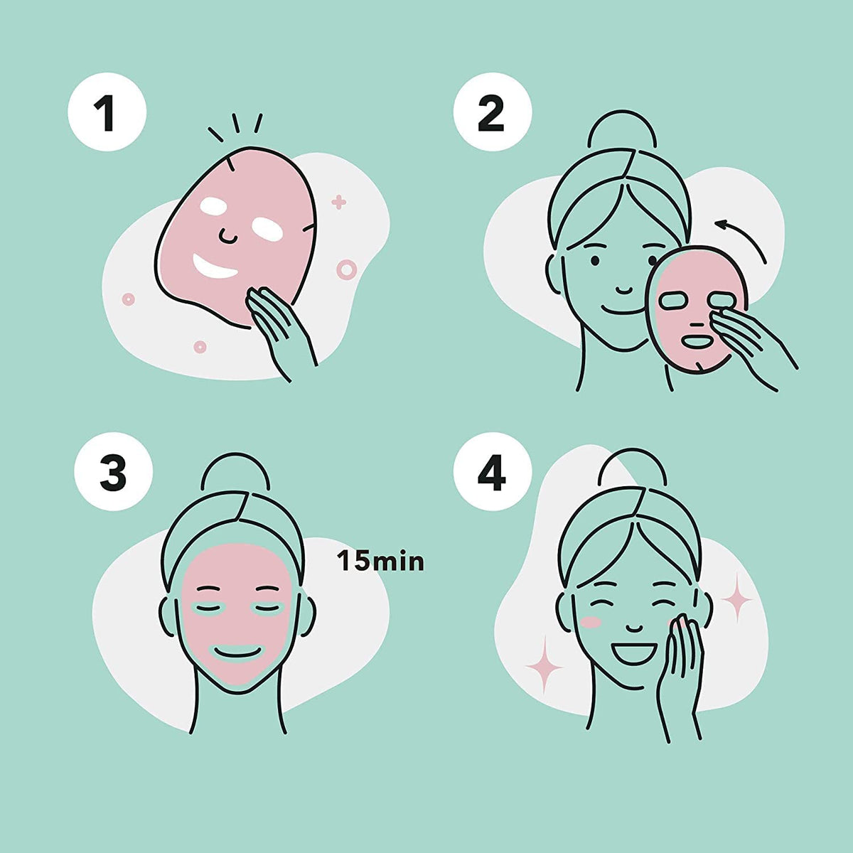Celavi Korean Face Mask Sheet Set, Spa Masks, 12 Pack Coconut