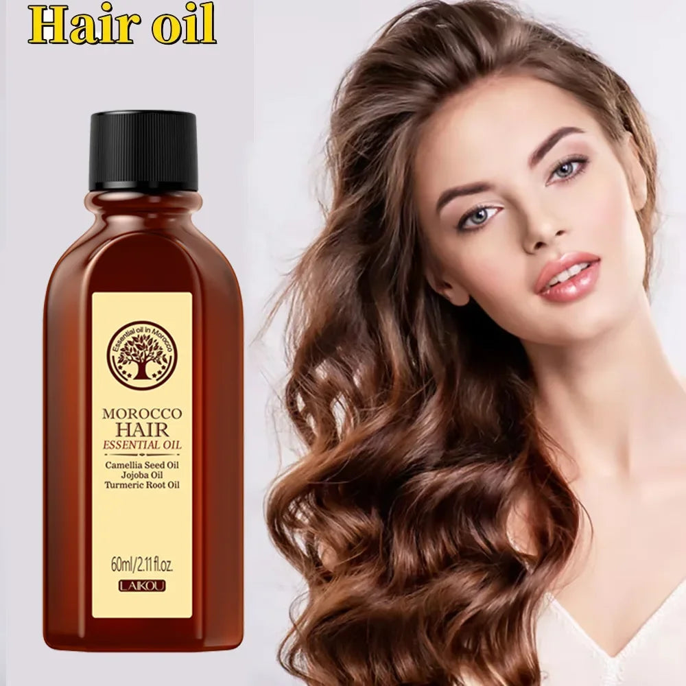 Morocco Hair Essential Oil 60Ml Repair Damaged Hair anti Frizz Nourishing Smoothing Argan Oil for All Hair Types