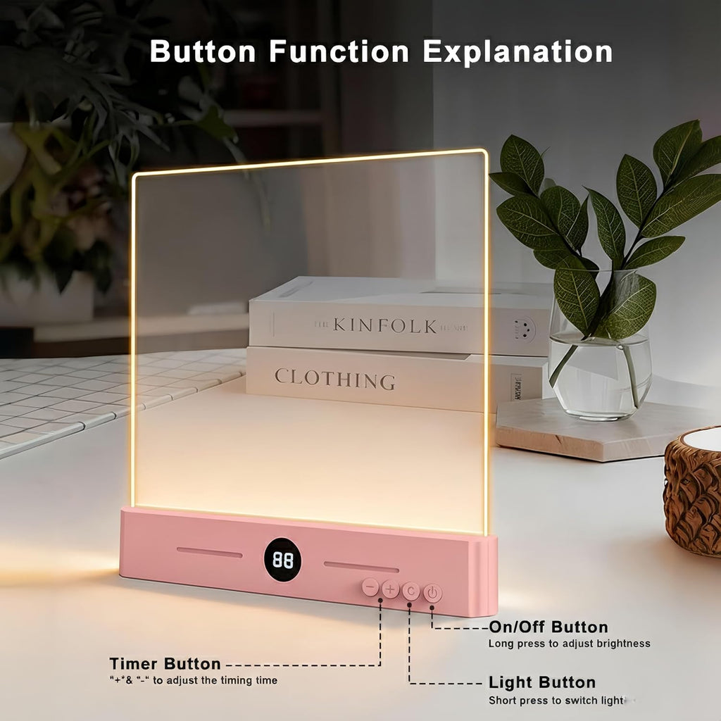 XL LED Flat Book Light for Reading at Night in Bed - Light Pink