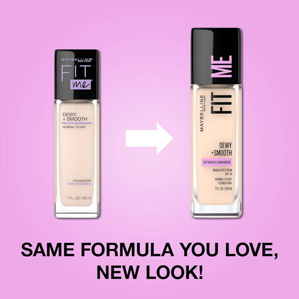 Fit Me Dewy + Smooth Liquid Foundation Makeup, Natural Buff, 1 Count (Packaging May Vary)