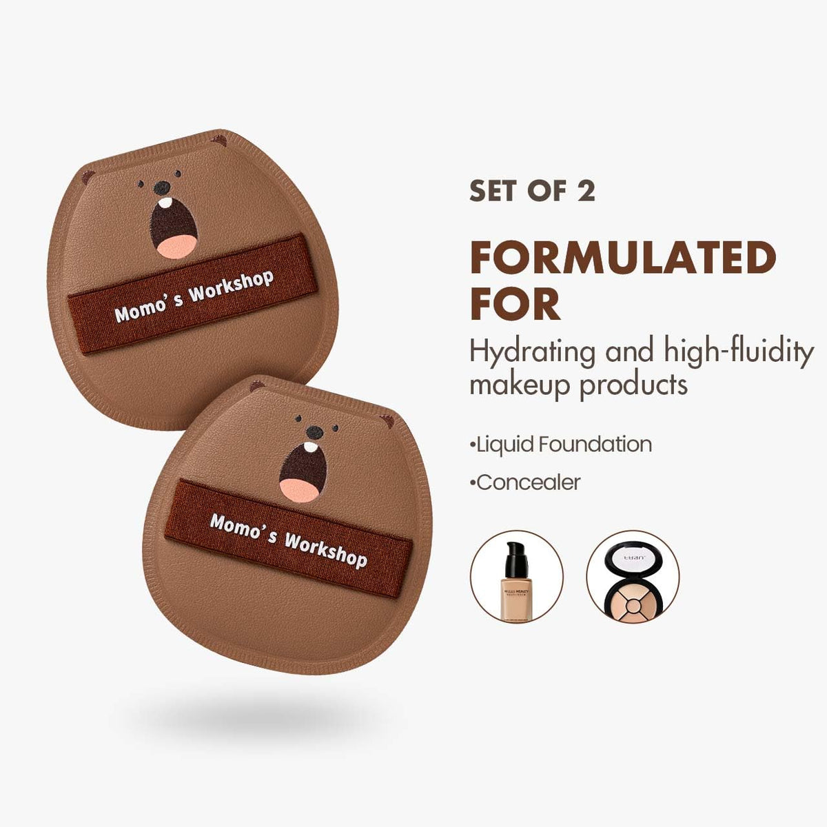 Makeup Sponges Lychee Pattern 2Pcs Soft Bouncy Blender for Liquid Foundation