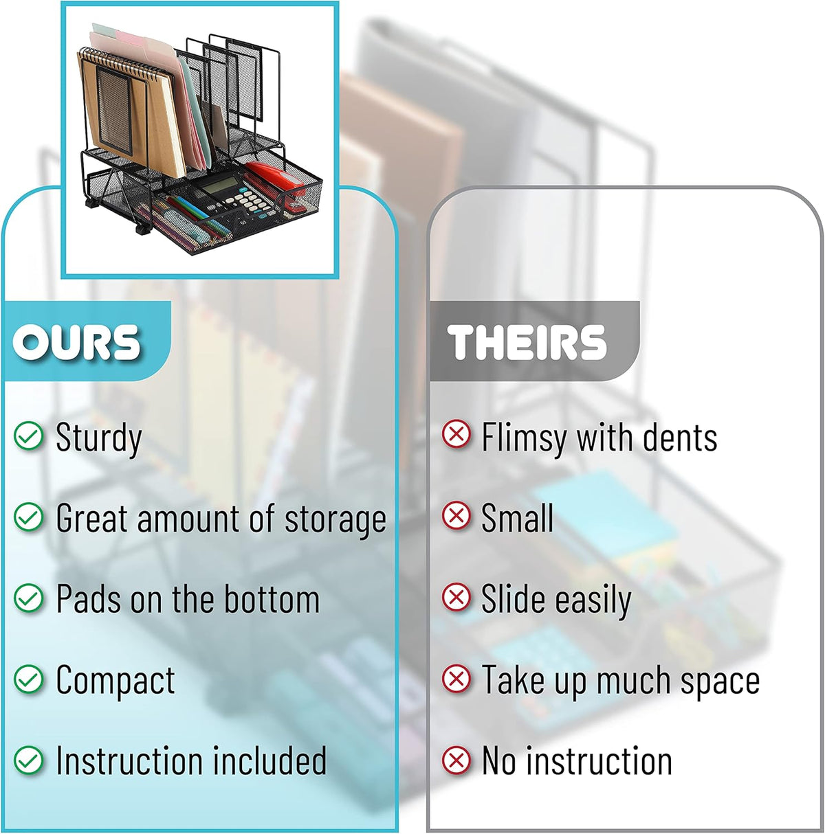  Mesh Desk Organizer with Drawer