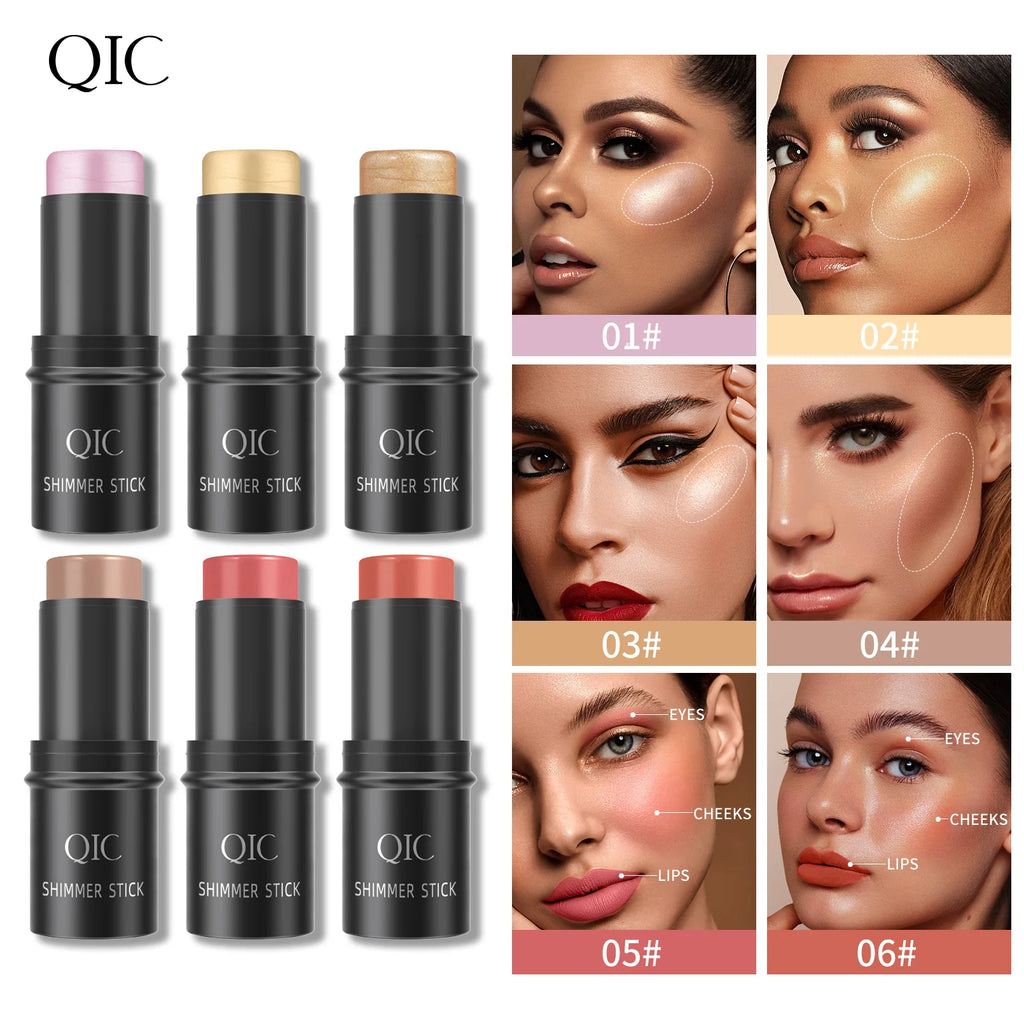 Glitter Highlighter Bronzer Contour Stick for Face Blush Shimmer Powder Creamy Makeup Cosmetics
