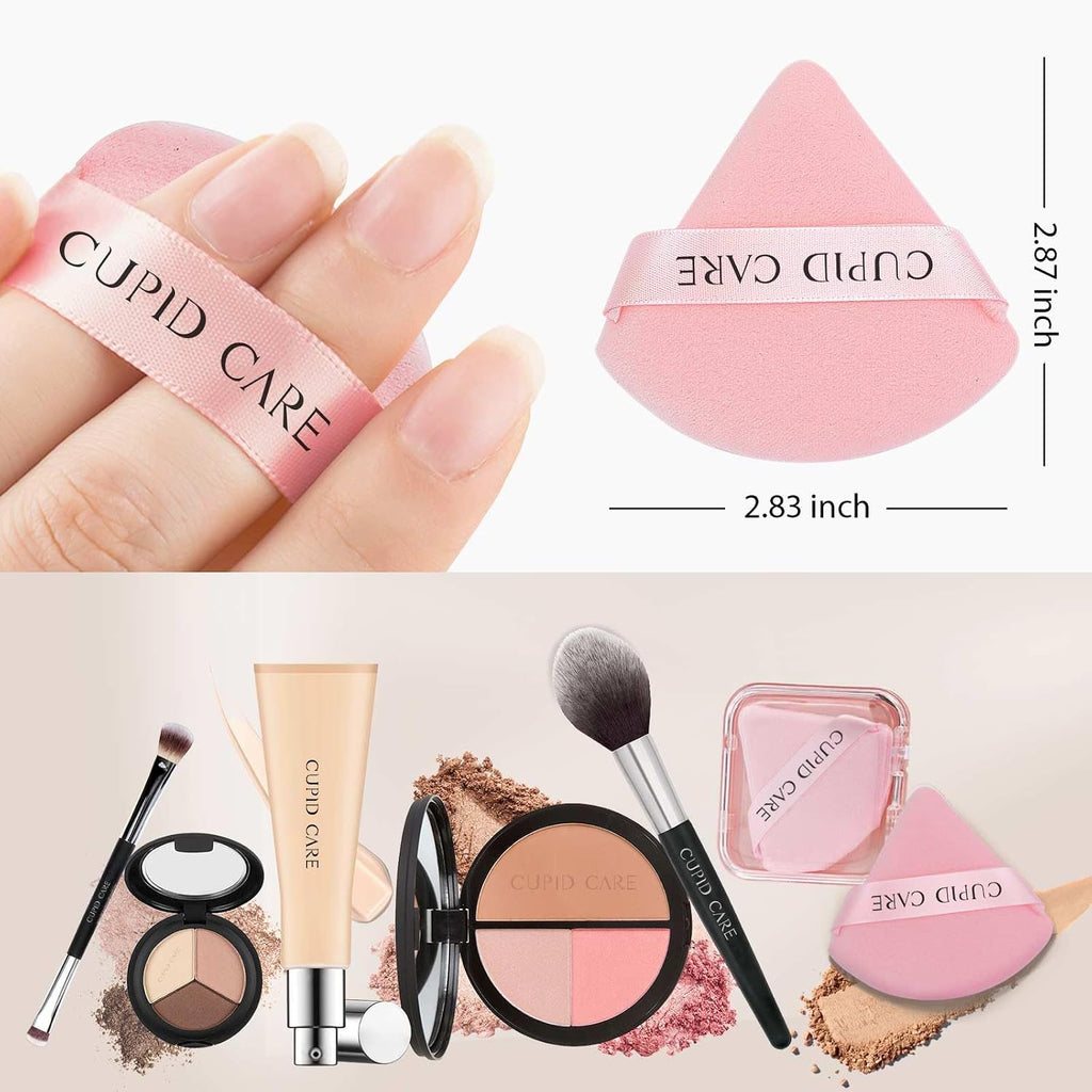 6 Pcs Triangle Powder Puff with 2 Travel Cases