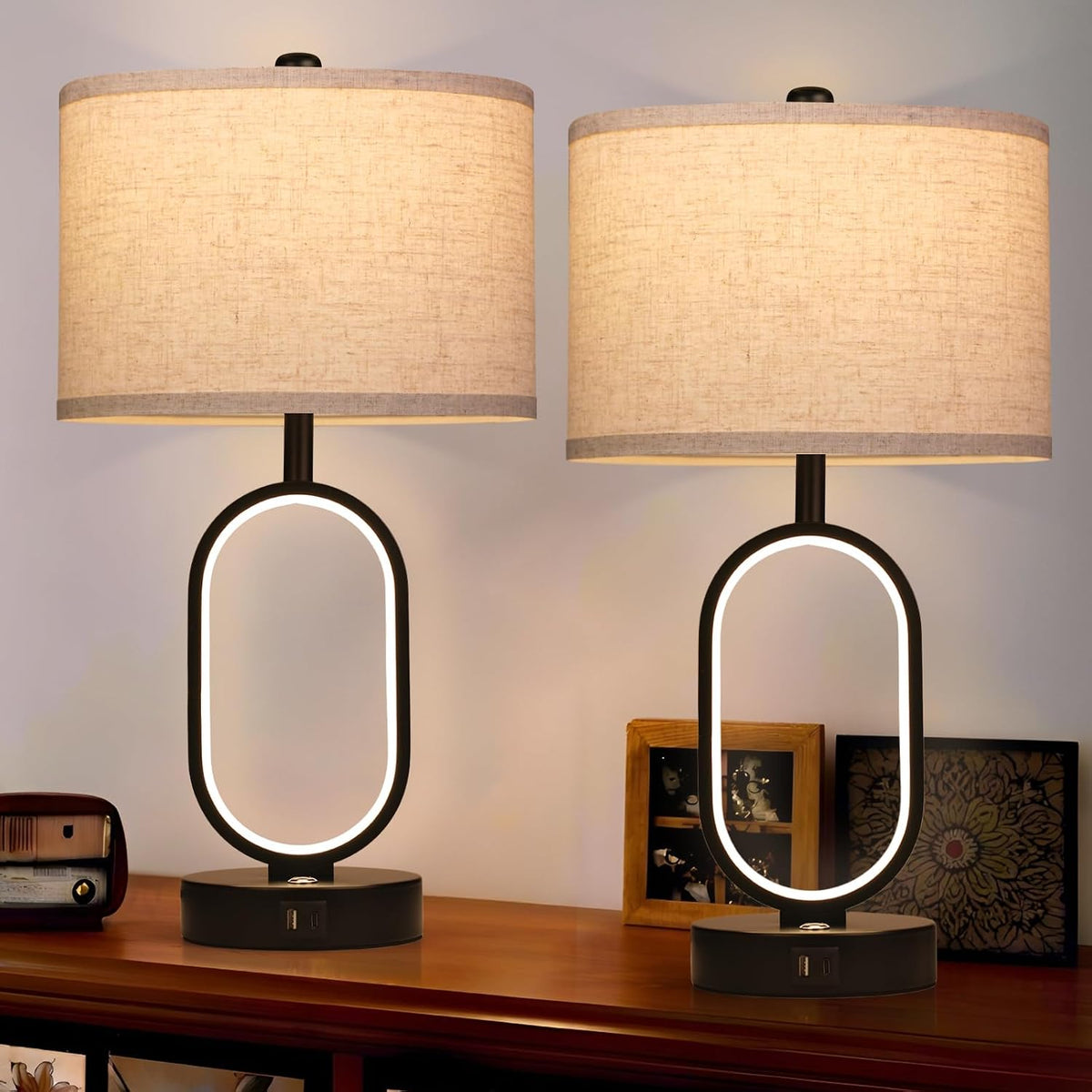 23" Bedside Lamps Set of 2