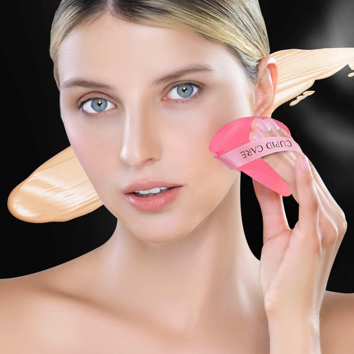 6 Pcs Triangle Powder Puff with 2 Travel Cases, Setting Powder Puffs for Face Powder and Foundation, Velour Makeup Puff for Loose Powder Body Powder, Skin-Friendly, Beauty Makeup Tools-Red