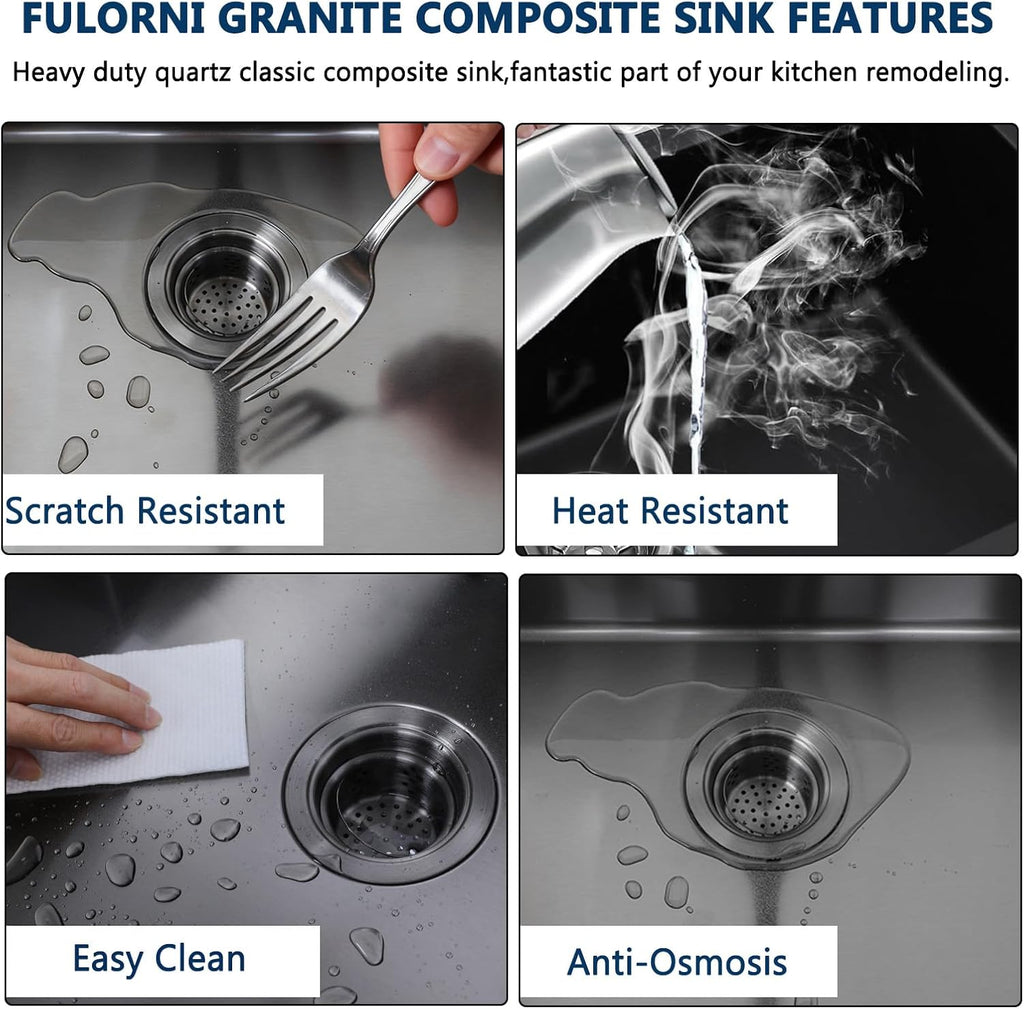  Black Undermount Kitchen Sink Workstation