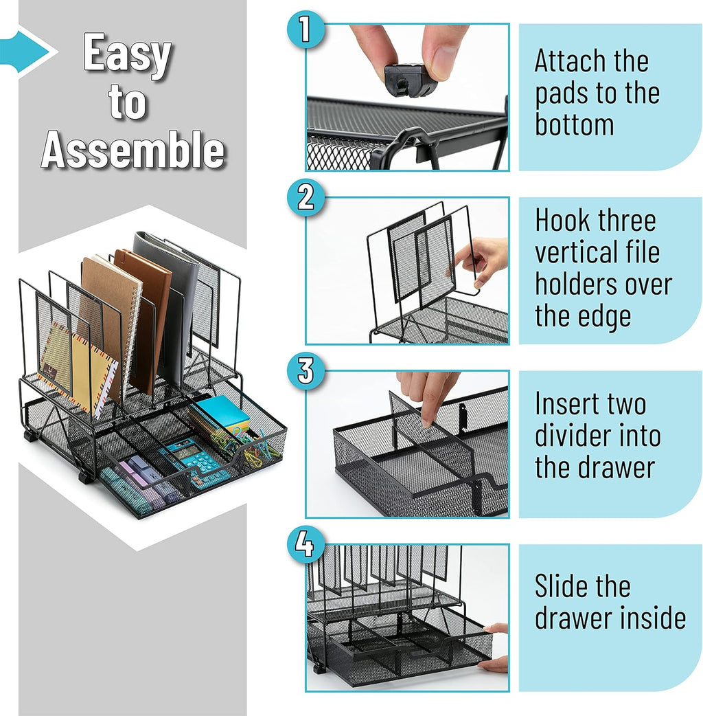  Mesh Desk Organizer with Drawer