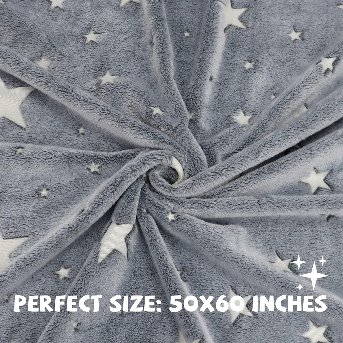 Glow in the Dark Star Space Blanket for Kids, Grey Cute Galaxy Throw for Boys Girls, Soft Flannel Toddler Blanket, Bedroom Room Decor, Birthday Gifts, 80" X 60"