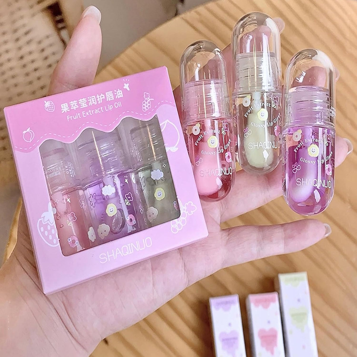 4Pcs Tinted Lip Gloss Oil Set