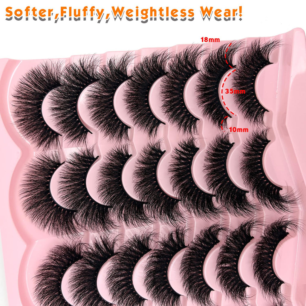 Mink Lashes Fluffy Wispy Cat Eye Faux Mink False Eyelashes Pack
