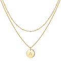 Dainty 14K Gold Plated Layered Initial Pendant Necklace 