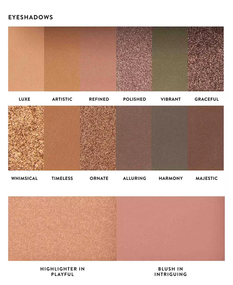 Laura'S Essentials Eclectic & Elegant 12 Multi-Finish Eyeshadows, 1 Highlighter, 1 Blush