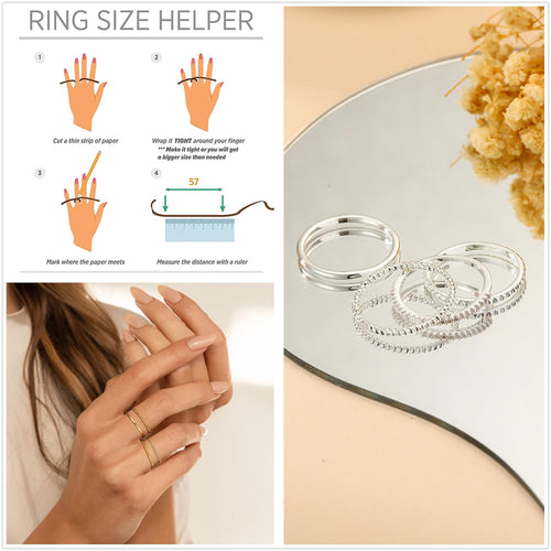4PCS 18K Gold Plated Rings for Women Non Tarnish Size 5/6/7/8/9/10