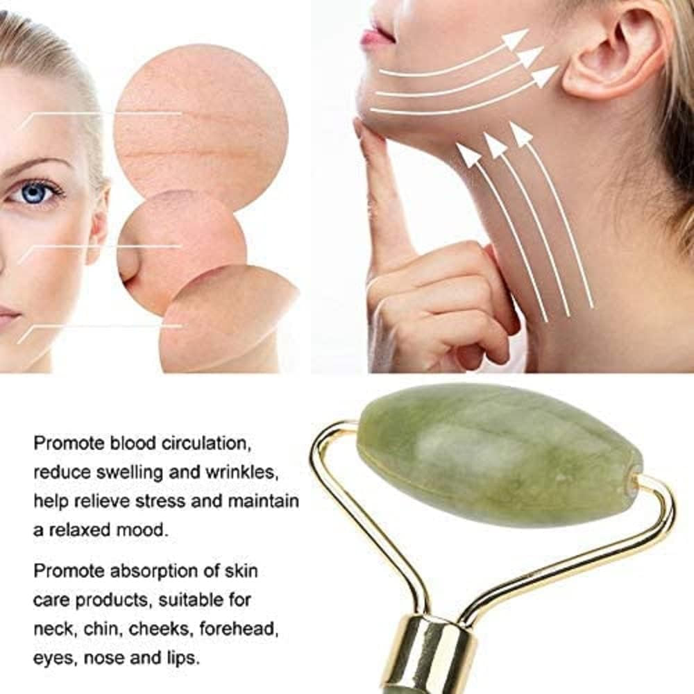 Jade Roller & Gua Sha Set 5 in 1 Facial Massager Tools 
